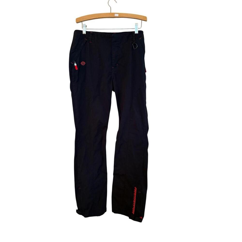 Harley-Davidson Black Straight-Leg Women's Cargo Pants with Red Details